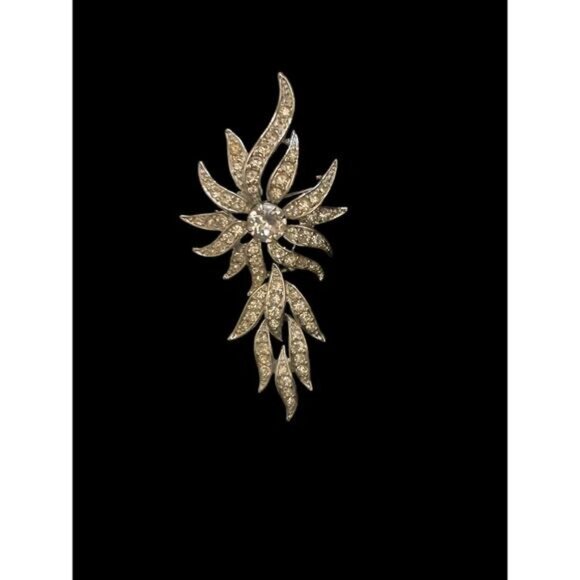 Vintage 1970 Sarah Coventry Rhinestone Starburst Brooch Silver-Tone Metal - Picture 9 of 16